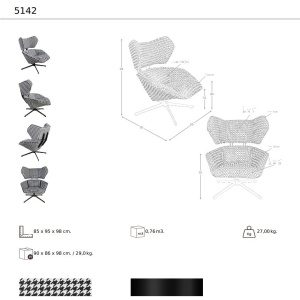 Fotoliu pivotant design LUX, Tesatura Alb-Negru, Armchair - Img 2