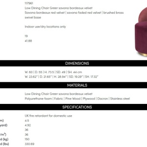 Fotoliu pivotant modern design LUX Chair Greer, Savona bordeaux red - Img 6