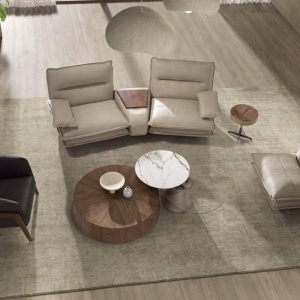 Fotoliu pivotant modern LUX, tapitat cu piele Gri taupe - Img 3