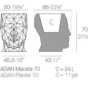 Ghiveci de flori / Jardiniera plante design decorativ modern cu iluminat LED ADAN PLANTER 49060W Vondom - Img 2