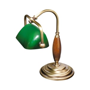 Lampa de birou din alama si lemn Banker Petite