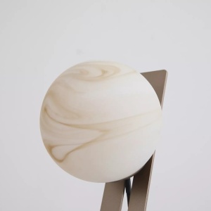 Lampa de masa, Carrara, Sticla Efect Marmura si Metal Latte - Img 3
