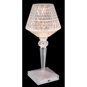 Lampa de masa cu baterii, plastic transparent cu efect de cristal Gixi alb 136046 universul-luminii.ro