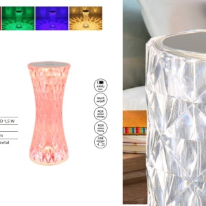 Lampa de masa cu baterii, plastic transparent cu efect de cristal Gixi transparent 8cm 221746 universul-luminii.ro