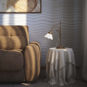 Lampa de masa din alama si abajur ceramic Zefira - Img 4