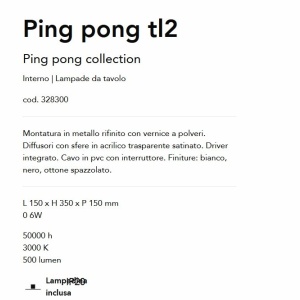 Lampa de masa LED design minimalist Ping pong tl2 negru 142836 universul-luminii.ro