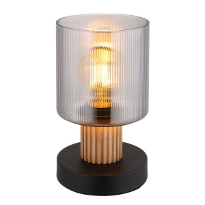Lampa de masa lemn maro sticla fumurie ALEIDIS
