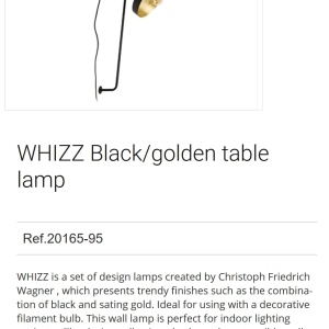 Lampa de perete design modern WHIZZ negru/auriu 91906 universul-luminii.ro