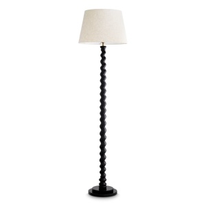 Lampa de podea LUX, Lemn, Tesatura, Negru, Massimo