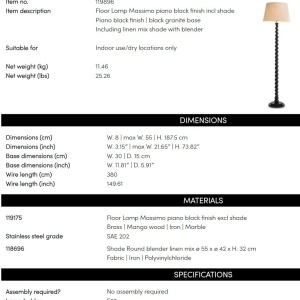 Lampa de podea LUX, Lemn, Tesatura, Negru, Massimo - Img 6