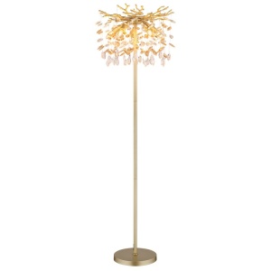 Lampa de podea metal auriu mat, cristale de sticla QUEENA