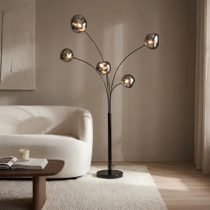 Lampa de podea moderna cu 5 globuri sticla fumurie LIQUID DIAMOND - Img 4