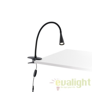 Lampa LED de birou neagra cu clip flexibila, LENA 52061