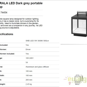 Lampa LED portabila iluminat exterior stil clasic KERALA 74454 172426 universul-luminii.ro
