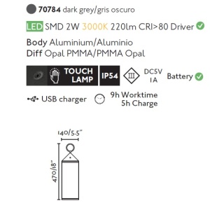 Lampa LED touch portabila iluminat exterior decorativ IP54 ARGUS 83046 universul-luminii.ro