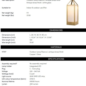Lampa LUX pentru exterior, Protectie IP44, Riserva M 196646 universul-luminii.ro