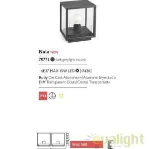 Lampa moderna tip piedestal, mini-stalp de exterior NALA 70772 56136 universul-luminii.ro