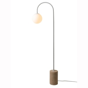 Lampa podea din travertin natur si sticla alba Tivoli