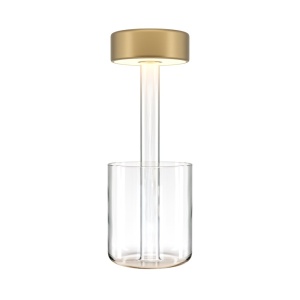 Lampa portabila cu baterii cu baza in forma de vaza AI design auriu/ transparent