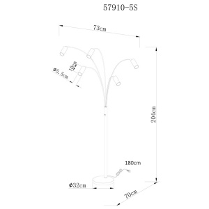 Lampadar cu 5 spoturi directionabile metal negru ROBBY 249356 universul-luminii.ro