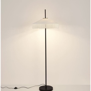 Lampadar cu abajur din catifea si franjuri bej VELVY - Img 8