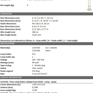 Lampadar design LUX Kaiser 115570 HZ - Img 6