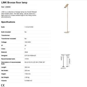 Lampadar design modern minimalist LINK III bronz 83766 universul-luminii.ro