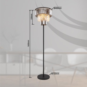 Lampadar design modern NAXIS 3L negru/fumuriu - Img 11