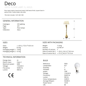 Lampadar / Lampa de podea design elegant DECO auriu SV-662514 71856 universul-luminii.ro