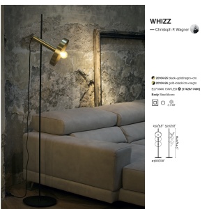 Lampadar / Lampa de podea design modern WHIZZ negru/auriu 91876 universul-luminii.ro