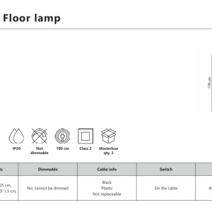 Lampadar, Lampa de Podea Lauria Negru 167606 universul-luminii.ro