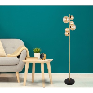 Lampadar, lampa de podea LED design modern Riha negru, alama 114396 universul-luminii.ro