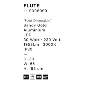 Lampadar, lampa de podea LED Flute auriu 148506 universul-luminii.ro