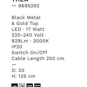 Lampadar/Lampa de podea LED stil minimalist THEA negru 238226 universul-luminii.ro