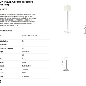 Lampadar / Lampa de podea moderna design elegant MONTREAL crom/alb 84116 universul-luminii.ro