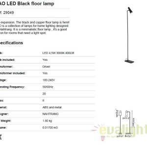Lampadar LED design modern minimalist LAO negru 29049 - Img 5