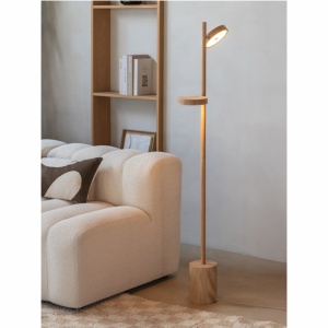 Lampadar LED din lemn de frasin natur Okinawa