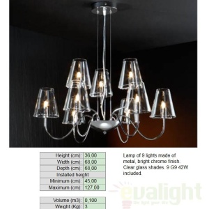 Lustra 9 brate diametru 68cm Silba 692514 48906 universul-luminii.ro
