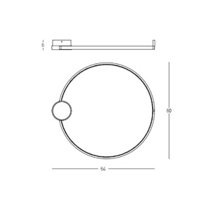 Lustra aplicata LED design inelar Ring auriu, 60cm - Img 2