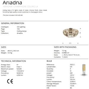 Lustra aplicata moderna design elegant 53cm ARIADNA champagne SV-876360 - Img 4