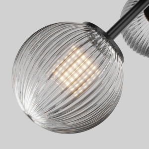 Lustra aplicata tavan baie, IP44, 3 globuri din sticla Glace gri - Img 2