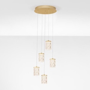 Lustra aurie cu 5 pendule LED PHOS 630916 universul-luminii.ro