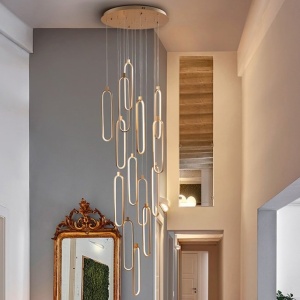 Lustra casa scarii XL cu 14 pendule LED si telecomanda Colette H500
