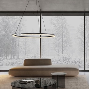 Lustra circulara aluminiu negru GREAMY D-85cm 623266 universul-luminii.ro