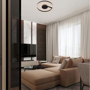 Lustra circulara aluminiu negru LED CCT SIENA 60cm, 2, universul-luminii.ro