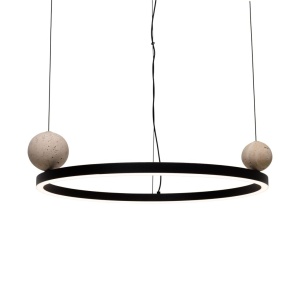 Lustra circulara aluminiu negru, piatra naturala LED Solaris 621766 universul-luminii.ro