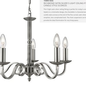 Lustra clasica suspendata design traditional Richmond 5L argintiu 1505-5SS SRT 182936 universul-luminii.ro