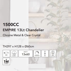 Lustra cristal casa scarii design LUX Empire 13L 1500CC SRT 173776 universul-luminii.ro