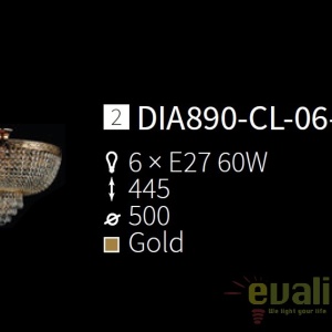 Lustra cristal design elegant diam.50cm Palace MYDIA890-CL-06-G 176636 universul-luminii.ro