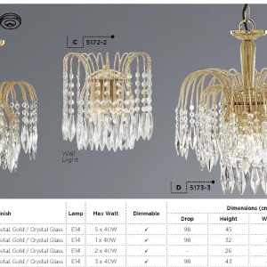 Lustra cristal suspendata design elegant Waterfall gold 5L 5175-5 SRT 181106 universul-luminii.ro